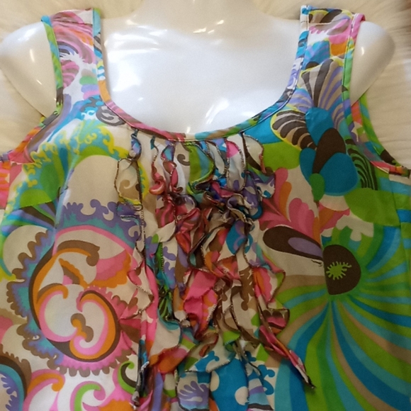 Trina Turk Printed Ruffled Silk Top - Picture 12 of 15